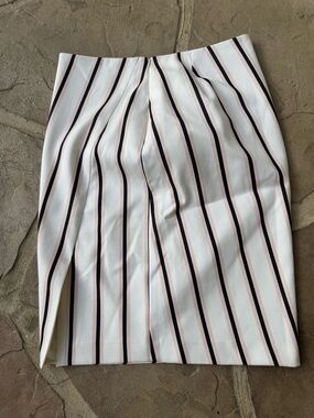 White House Black Market White, Pencil, Striped, Skirt, Size 10